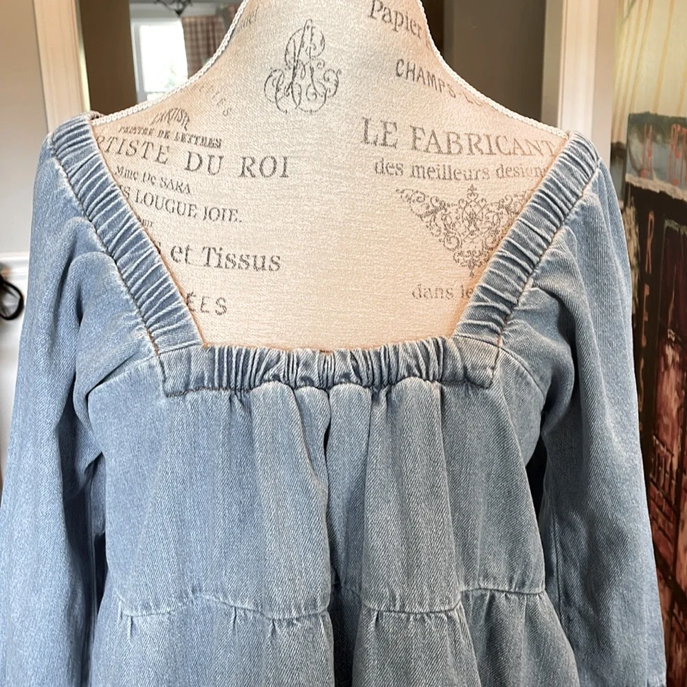 Free People Light Blue Denim Mini Dress - Picture 4 of 8